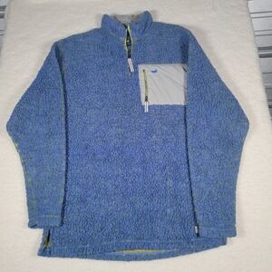 Southern Marsh Mens Blue Sherpa Pile Fleece Quarter Zip Pullover Jacket Size M